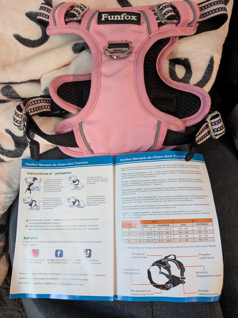 Funfox Pink No-Pull Dog Harness
